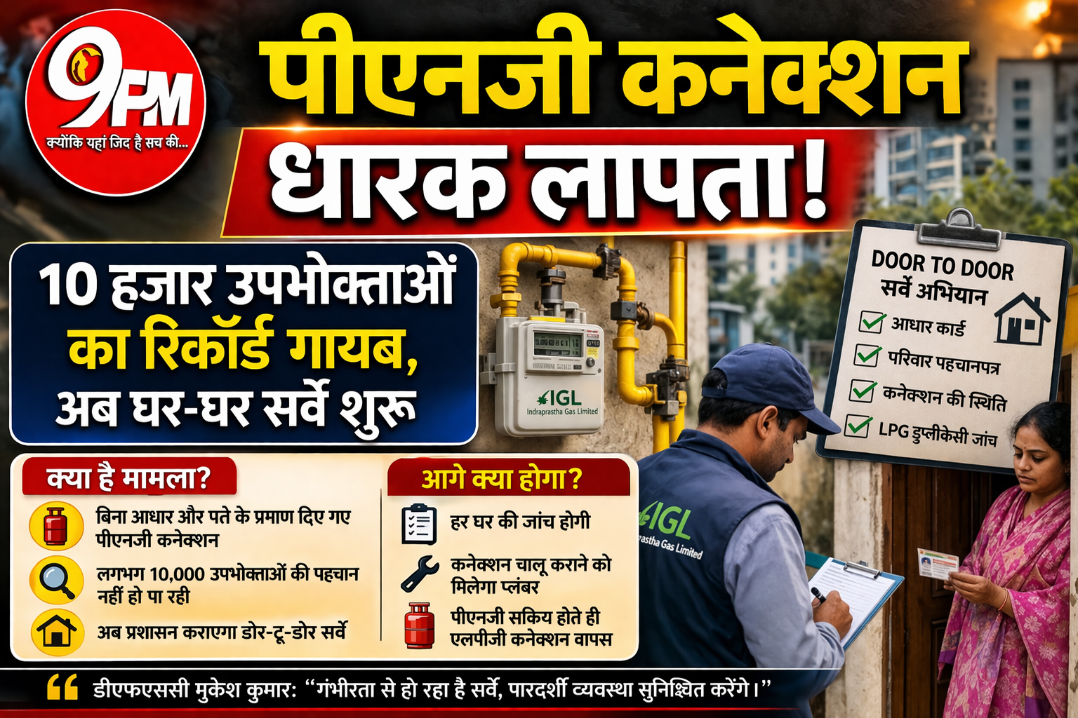 पीएनजी कनेक्शन धारक लापता: 10 हजार उपभोक्ताओं का रिकॉर्ड गायब, अब घर-घर सर्वे शुरू