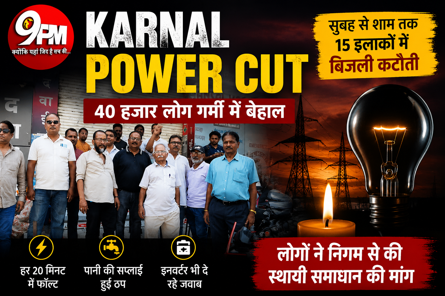 Karnal Power Cut Crisis: 40 हजार लोग बेहाल, भीषण गर्मी में सुबह से शाम तक बिजली गुल