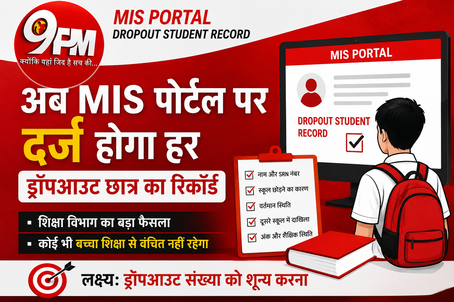 Dropout Student Record: अब MIS Portal पर दर्ज होगा हर ड्रॉपआउट छात्र का रिकॉर्ड, शिक्षा विभाग का बड़ा फैसला